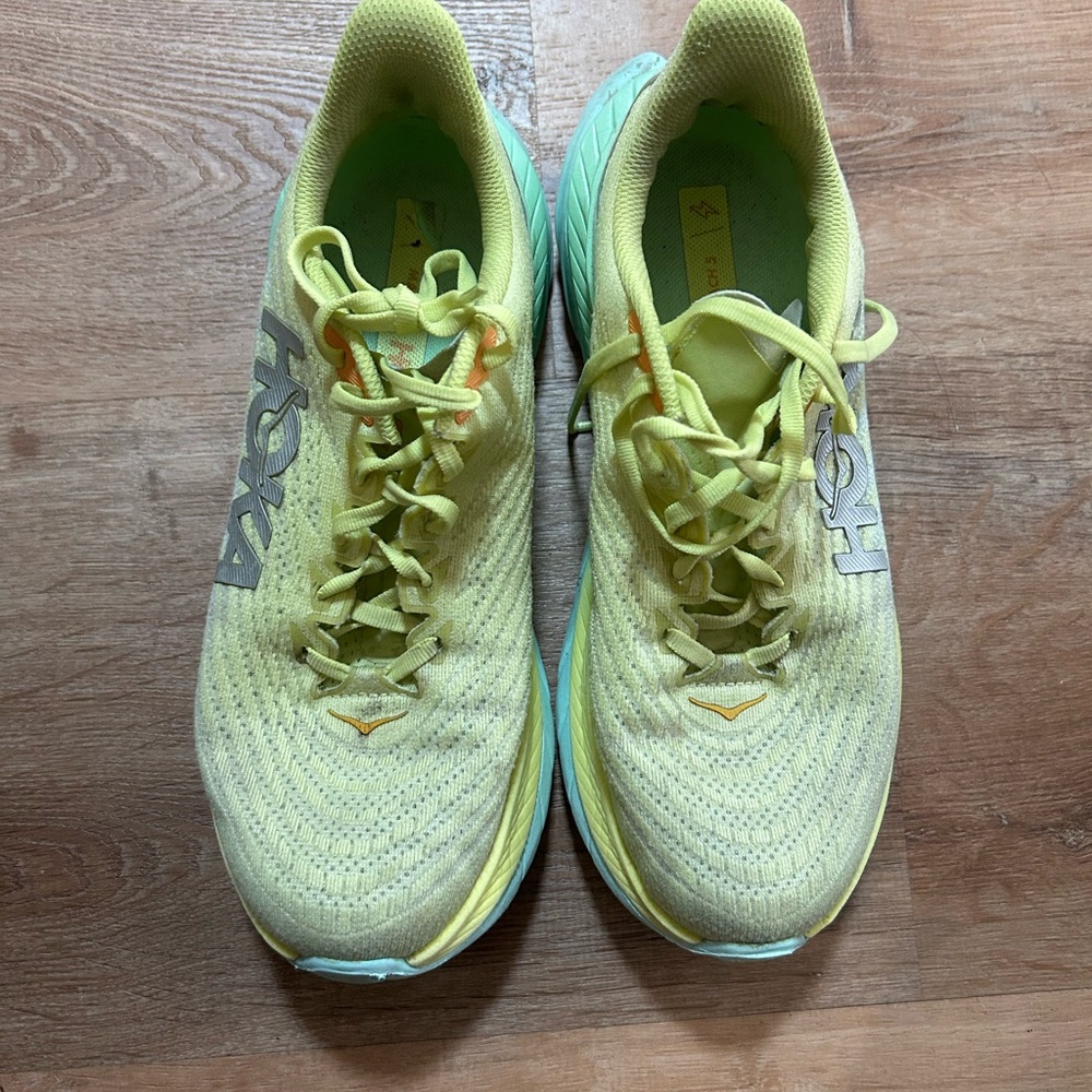 Hoka Women's Lime and Aqua Athletic Shoes